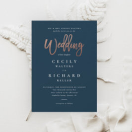 Invitación Boda con guión moderno en oro rosa