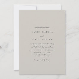 Invitación Boda con guión moderno formal taupe