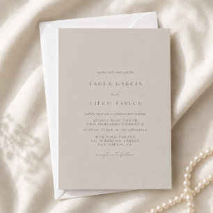Invitación Boda con guión moderno formal taupe