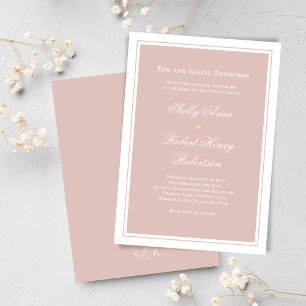 Invitación Boda con guión simple y rosa elegante