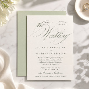 Invitación Boda con guión verde pistacho