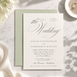Invitación Boda con guión verde pistacho