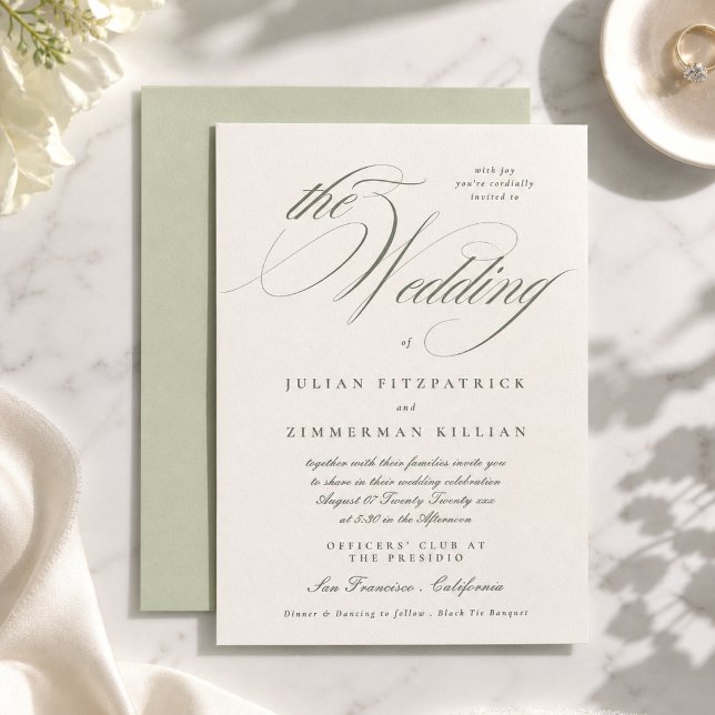 Invitación Boda con guión verde pistacho (Subido por el creador)