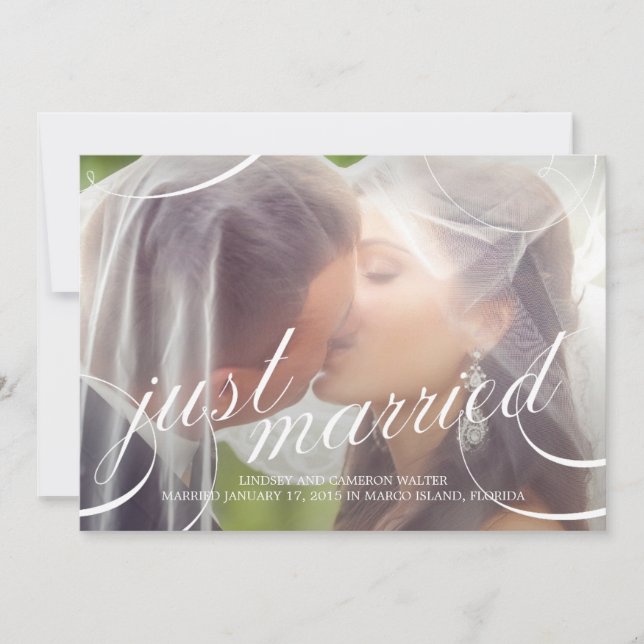 Invitación Boda con guiones sorprendentes - Blanco (Anverso)