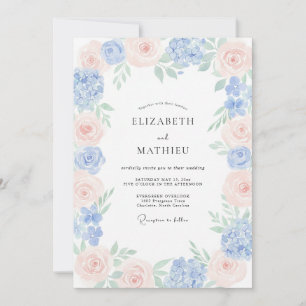 Invitación Boda con guirnalda de champagne y pervinca