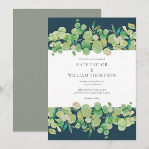 Invitación Boda con guirnalda de eucalipto verde