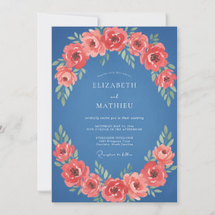 Invitación Boda con guirnalda de floración de coral