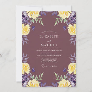Invitación Boda con guirnalda de oro malva