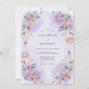 Invitación Boda con guirnalda de orquídeas albaricoque