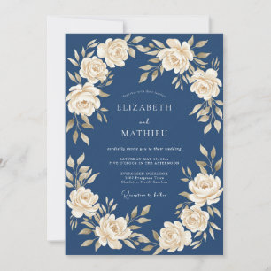 Invitación Boda con guirnalda floral crema de la Marina
