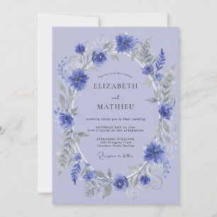Invitación Boda con guirnalda floral de vincapervinca