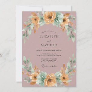 Invitación Boda con guirnalda floral malva