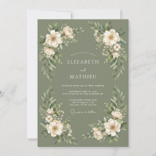 Invitación Boda con guirnalda floral salvia