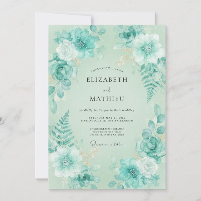 Invitación Boda con Helecho Acuático de Menta (Anverso)