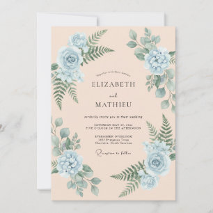 Invitación Boda con Helecho Periwinkle Champagne