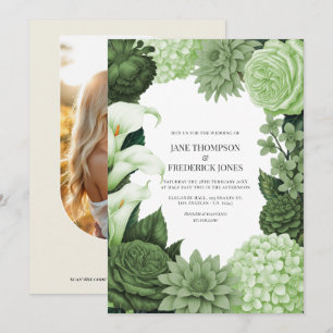 Invitación Boda con Helecho Salvaje, Musgo Suave y Pistacho P