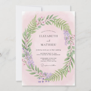 Invitación Boda con Helecho y Melocotón Pálido