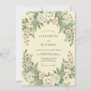 Invitación Boda con helecho y musgo de champán