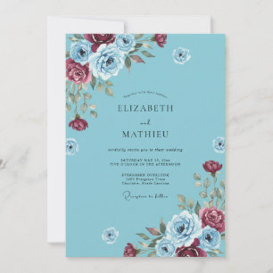 Invitación Boda con Hoja Burgundy Cerúlea