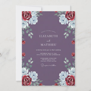 Invitación Boda con Hoja Carmesí de Amatista