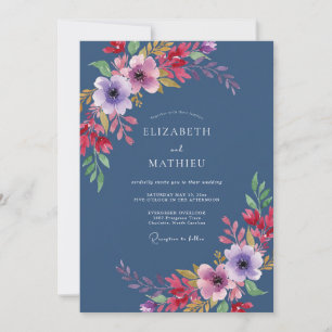 Invitación Boda con Hoja de Amatista Cobalto