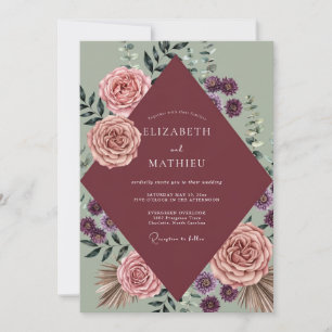 Invitación Boda con Hoja de Amatista Granate