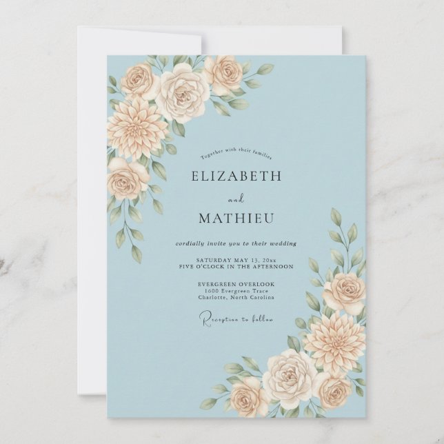 Invitación Boda con Hoja de Champagne Azur (Anverso)