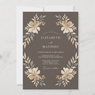 Invitación Boda con Hoja de Champán Mocha