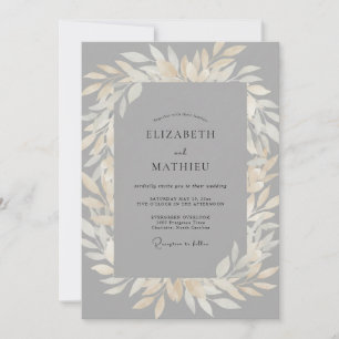 Invitación Boda con Hoja de Champán Pizarra