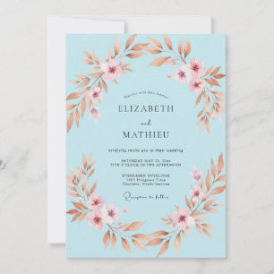 Invitación Boda con Hoja de cobre y melocotón