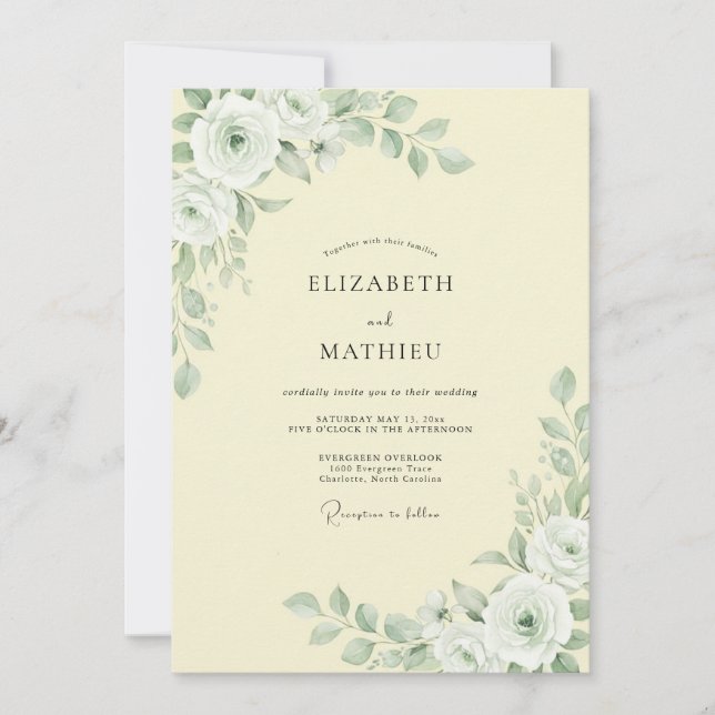 Invitación Boda con Hoja de Crema de Mantequilla (Anverso)