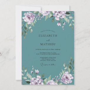 Invitación Boda con hoja de lila azul verdoso
