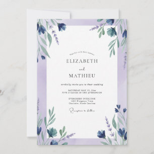 Invitación Boda con Hoja de Lila Índigo