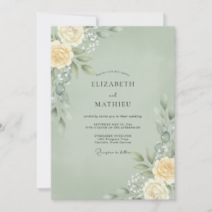 Invitación Boda con Hoja de Marfil Espuma de Mar