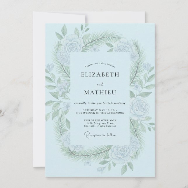 Invitación Boda con Hoja de Menta en Polvo (Anverso)