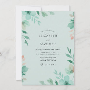 Invitación Boda con Hoja de Menta Espuma de Mar