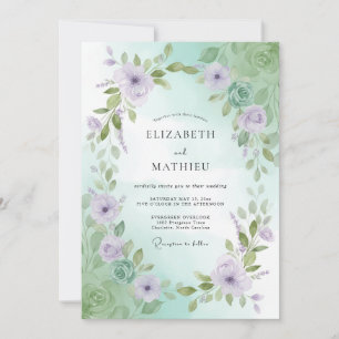 Invitación Boda con Hoja de Menta Lila