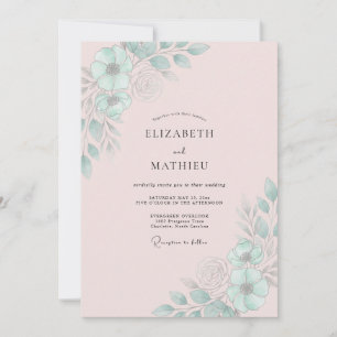Invitación Boda con Hoja de Menta Rosada