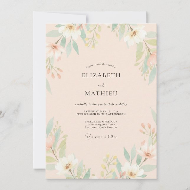 Invitación Boda con Hoja de Menta y Champán (Anverso)