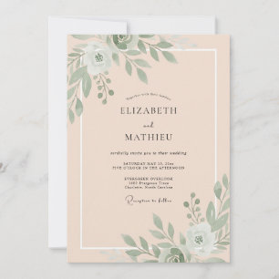 Invitación Boda con hoja de olivo albaricoque