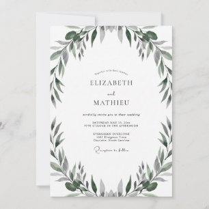 Invitación Boda con Hoja de Olivo Discreta