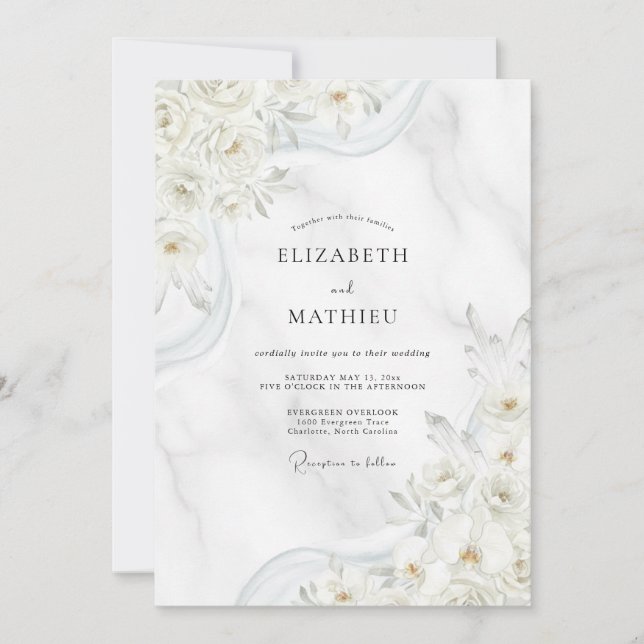 Invitación Boda con hoja de oro blanco (Anverso)