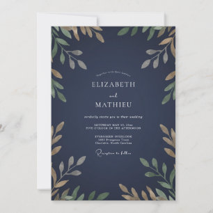 Invitación Boda con hoja de oro de medianoche