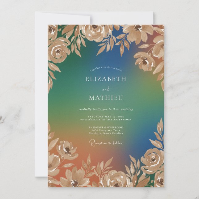 Invitación Boda con Hoja de Té Champán (Anverso)