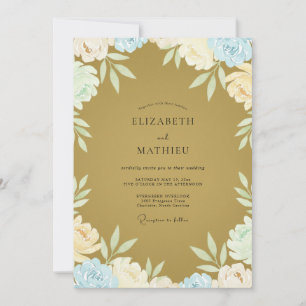 Invitación Boda con Hoja de Vinca Mostaza
