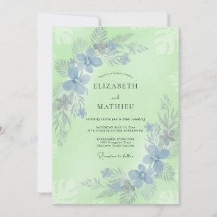 Invitación Boda con Hoja de Vinca Pistacho