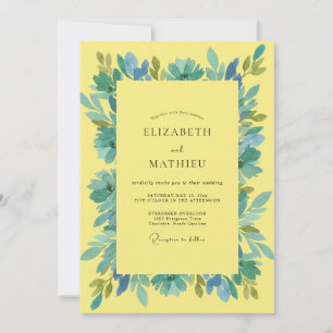 Invitación Boda con hojas acuáticas amarillas