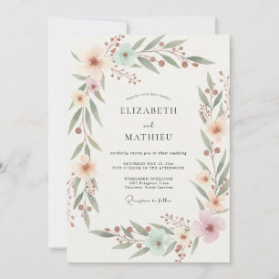 Invitación Boda con hojas acuáticas de melocotón
