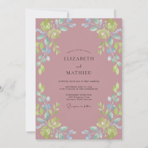 Invitación Boda con Hojas Amarillas Malva