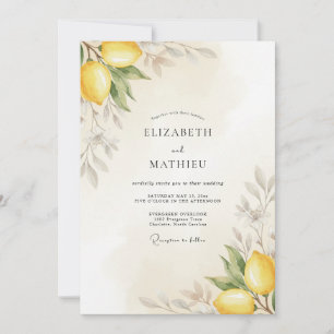 Invitación Boda con Hojas Amarillas y Cítricos